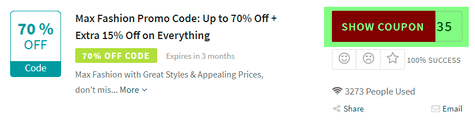 Max Fashion Code