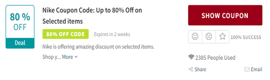 select your preferred coupon and click on SHOW COUPON.