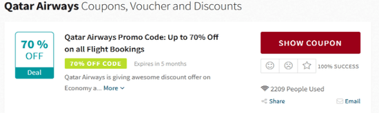 Show Qatar Airways Coupon