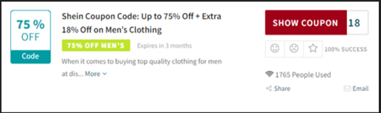 select your desired voucher and click SHOW COUPON
